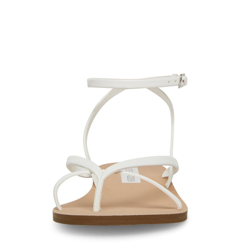 White Steve Madden Amuse Women's Flat Sandals | PH 3687UBH